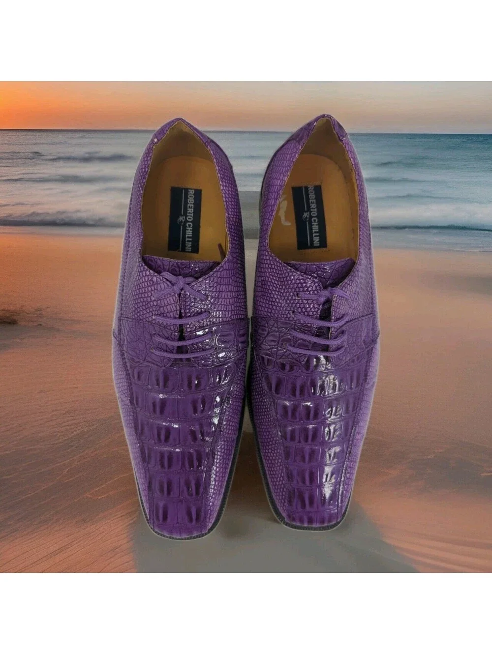 ROBERTO CHILLINI Status Oxfords Croc / Alligator Embossed Dress Shoes Mens 10 M
